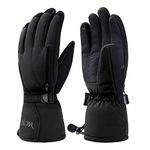 Kineed Ski Gloves Men Waterproof Winter Thermal Warm Snowboard Gloves Cold Weather 3M Thinsulate, Black, M