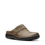 Clarks Women's Un Loop Ease Mules, Dark Olive Lea, 6.5 Medium US