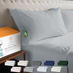 100% Organic Cotton Sheets - Crisp and Cooling Percale Weave, 4 Piece Bedding Set, Deep Pocket with All-Around Elastic (Full, Light Grey)