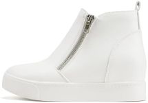 Soda Womens Taylor Nubuck Hight Top Slip On Fashion Sneakers, Pu White, 8.5