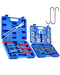 Orion Motor Tech 32pc Dual Brake Tools, 2 in 1 Caliper Compression Tool and Drum Brake Tool Kit, Brake Caliper Tool Kit and Drum Brake Tool with Brake Spring Tool Compressor Pliers Installer Remover