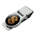 Dollar Sign Symbol Satin Chrome Plated Metal Money Clip