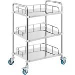 VEVOR Lab Rolling Cart, 3-Shelf Stainless Steel Rolling Cart, Lab Serving Cart with Swivel Casters, Dental Utility Cart for Clinic, Lab, Hospital, Salon, 26.38"x15.55"x34.13"