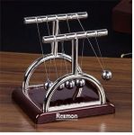 Rexmon Newton Cradle Pendulum - Metal Perpetual Motion Toy & Swing Balance Collision Ball Decoration Figurine with Polished Plastic Base & Nylon Strings for Office Classic Desk Toy