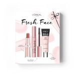 L'Oréal Paris Fresh Face Trio Gift Set – Prime Lab 24H Pore Minimiser Primer, Hydrating Balm-In-Lipstick In 191 Nude Heaven & Lash Paradise Mascara Enriched With Lash-Loving Castor Oil