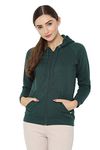 Allen Solly Women's Polyester Blend Hooded and Crew Neck Regular Sweatshirt (AHSTCRGFB21279_Green_Large_Green_L)