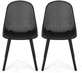 Christopher Knight Home 312458 Darleen Outdoor Dining Chair (Set of 2), Black