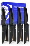 DALSTRONG Steak Knife Set - 4-Piece - 5 inch Blade - Shadow Black Series - Black Titanium Nitride Coated - H Carbon 7CR17MOV-X Vacuum Treated Steel - Dinner Set Kitchen Knives - Sheath - NSF Certified