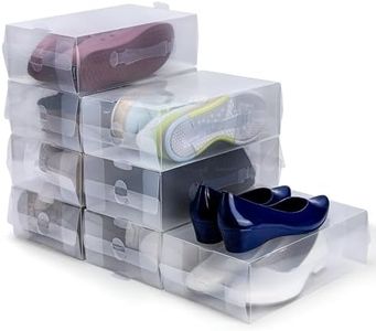 Kurtzy Caja Zapatos Plástico Transparente (Pack de 10) Apto para Zapatos de Mujer, Hombres y Niños - Organizador de Zapatos Plegable, Corrugado y Apilable para Viajes y Almacenaje