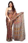 MIRCHI FASHION Women's Plain Weave Chiffon Leaf Printed Saree with Blouse Piece (38673-Mustard, Rust)