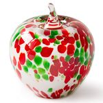 KANGMING Hand Blown Red Glass Apple Paperweight (with Gift Box), Christmas Home Decor Gifts for Teachers, Crystal Apples Figurines to Decorate Desk, Snow White Apple Prop(3.15 in Red and Green)