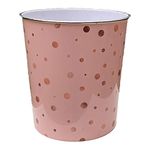 Homeshopa Plastic Waste Paper Basket Bin, Round Wastebasket Trash Can, Lightweight Recycling Rubbish Bin for Home Office Kitchen Bedroom, Garbage Container Dustbin, 7.7Litre (Pink Dot)