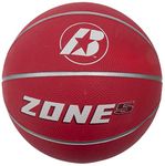 Baden Junior Zone Rubber Basketball, Indoor and Outdoor Ball, Red, Size 5