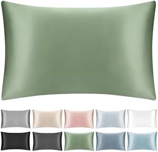 SILKTALE 100% Mulberry Silk Toddler/Travel Pillowcase,Both Sides 19MM Small Silk Pillow Case with Hidden Zipper for Kids/Baby 1pc, Sage Green,13"x18"