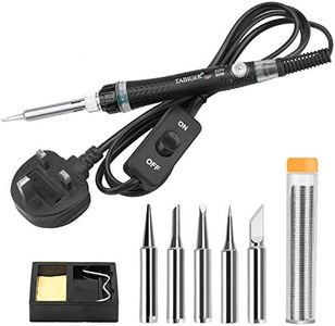 TABIGER Soldering Iron Kit with Adjustable Temperature ON/Off Switch, 60W/220V Electronics Soldering Tool with 5PCS Soldering Tips, Solder Wire, Soldering Iron Stand with Sponge for Repair Usage
