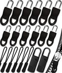 Zipper Pull, Universal Zipper Pull Replacement Kit, Removable Zipper Pulls Tab Replacement (20 Pcs), Black Zipper Pulls for Jackets, Luggage, Backpacks, Purses, Boots, Pants, Tents, (3 Styles 4 Sizes)