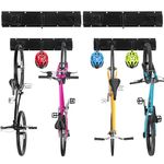 Sinoer Bike Wall Rack Bike Storage Wall Mount for 4 Bikes + 3 Helmets Tool Storage Hook Adjustable for Garage or Home Vertical Bike Rack, 20 inches / 511mm -2 Rails