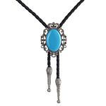 LIANCHI Western Crown Black Bolo Tie for Men and Women,Native American Leather Bolo Tie String (Blue)