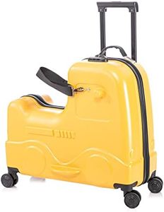 Apelila 22 inch Ride on Suitcase for Kids Travel Luggage Trolley Suitcase with Spinner Wheels Travel Luggage for Child with Combination Lock/Safety Belt/Telescoping Handle (Yellow)