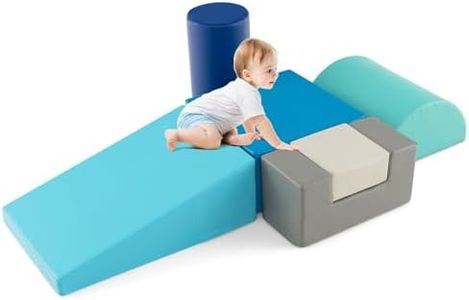 Costway Foam Climbing Blocks for Toddlers 1-3, 6 Pieces Indoor Climb and Crawl Activity Playset with Rectangles, Cylinder, Half-Moon, Baby Infant Lightweight Climber Structure (Navy Blue, 6 PCS)