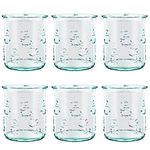 Amici Home Italian Recycled Anchor DOF Glassware Set of 6 | Drinking Glasses with Embossed Anchor Design | Juice Glasses - Dishwasher Safe | Green Tint Colored Glassware | 3.5” Tall Each, Set of 6