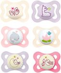 MAM Day and Night Silicone Dummies 0-6 Months GIRL Pack of 6 incl. 3 travel boxes
