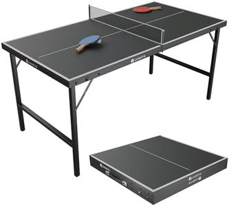 Juskys tavolino da ping-pong Flexi con accessori – Piccolo e pieghevole – Gioco da interno per casa e in viaggio – Set da ping-pong – Nero