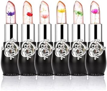 Pack of 6 Crystal Flower Jelly Lipstick, FirstFly Long Lasting Nutritious Lip Balm Lips Moisturizer Magic Temperature Color Change Lip Gloss (A)