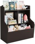 GarveeHome Bookcase and Toy Storage Cabinet, 3-Tier Shelf with Cubby Organizer for Toys, for Playroom, Bedroom and Hallway, Brown