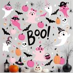 JarThenaAMCS 242Pcs Halloween Boo Wall Stickers Ghost Pumpkin Bat Wall Decals Room Mural Stickers for Home Party Favor Supplies, 7.9 x 11.8 Inch, 9 Sheets