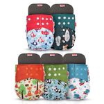 LuvLap Reusable Baby Cloth Diapers Combo Pack of 5 (5 Shell + 5 Pads) Double Leak Guard, High Absorption, Stain-Proof Comfort & Protection, 3m+, Rash Free, Adjustable Waist & Height with Snap Buttons