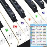 Piano Keyboard Stickers with Piano Chord Chart，for 88/61/54/49 Key,Note Labels for Beginners and Kids, Piano Notes Guide Piano Key Stickers for Learning (Stickers+Chord Chart)