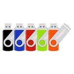 USB Flash Drive 3.0 Exmapor Thumb Drives 32GB 5 Pack Multi-Color Swivel Memory Stick with Led