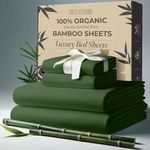 DECOLURE 100% Organic Bamboo Viscose Sheets Queen Size 4 pcs - Ultra Soft & Luxuriously Cooling, 16" Deep Pocket, Double Stitching, Perfect for Hot Sleepers - Luxury Queen Bed Sheets Set (Olive)