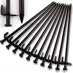 Beefoor Heavy Duty Steel Tent Stakes - Tarp Pegs Camping Stakes for Outdoor Camping Canopy and tarp, 12 inch 10PC Pack