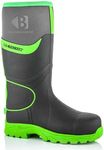 Buckbootz BBZ8000 GREY GREEN BUCKLER Hi VISABILITY FULL SAFETY WELLINGTON BOOT ANKLE PROTECTION & SUPPORT WATERPROOF METAL FREE (uk_footwear_size_system, adult, men, numeric, wide, numeric_8)