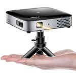 Mini Portable Projector WiFi with Bluetooth - 500 ANSI DLP Projector 1080P Support Pocket Pico Movie Projector with Tripod, Outdoor Video Rechargeable Battery Short Throw for iPhone/Android