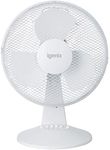 Igenix DF1210 Portable Desk Fan, 12 Inch, 40 Watt, 3 Speed Settings, Quiet Operation, Oscillating, Desktop/Bedside Fan, Ideal for Home and Office, White