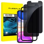 QUESPLE Privacy Screen Protector for iPhone 11 and iPhone XR 6.1-Inch, 2-Pack Privacy Glass, Anti-Spy Tempered Glass Film with Install Tool, Anti-Scratch/High Sensitivity/Case Friendly