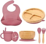 womorista Bamboo Suction Plates for Babies and Bamboo Plates For Kids Baby Feeding and Weaning (Pink)