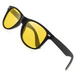 KANASTAL Night Driving Glasses for Men Women Night Vision Glasses Yellow Sunglasses for Night Driving Fishing Safety Yellow Lenses Black Frame