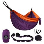 Gold Armour Camping Hammock - XL Double Hammock Portable Hammock Camping Accessories Gear for Outdoor Indoor with Tree Straps, USA Based Brand (Purple and Orange)