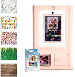 HP Sprocket Photo Booth Machine Instant Color Photo Printer (Pink) + Zink Paper (100 Sheets) + Wedding, Birthday, Roses, Leaves, Vintage Wooden Wall Photo Backdrops