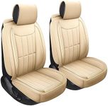 SPEED TREND Leather Car Seat Covers, Premium PU Leather & Universal Fit for Auto Interior Accessories, Automotive Vehicle Cushion Cover for Most Cars SUVs Trucks (ST-003 Front Pair, TAN)