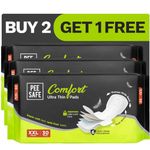 Pee Safe Comfort Ultra Thin Sanitary Pads For Women | XXL | 30 Pads - Pack of 3 | Rash Free Periods | Cottony Soft Sanitary Napkins For Ultra Comfort | Dual Wings | Toxin Free