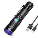 DARKBEAM UV Blacklight 365 Flashlight Rechargeable USB Woods lamp, Handheld LED Ultraviolet Black Light 370nm Portable Pocket with Clip, Detector for Pet Urine, Stains, Gem, Rocks, Money, Resin Curing