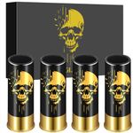 Skull Plastic Shot Glasses, Set of 4 with Gift Box, Skull Gifts, Gothic Gifts, Novelty Shot Glasses for Men Women Wedding Party Gifts, 12GA Small Bullet Shot Cups for Whiskey Vodka Liquor, Black