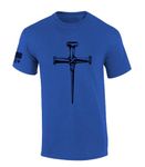 Jesus Nail Cross Coventry Cross of Nails Mens Christian Short Sleeve T-Shirt Graphic Tee, Heather Royal, Large