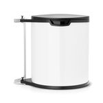 Brabantia Built-in 15L Inside Cupboard Bin (White) Removable Bucket, Easy to mount, Auto closing, Under Sink Rubbish/Food Waste/Carrier Bag Tidy Storage