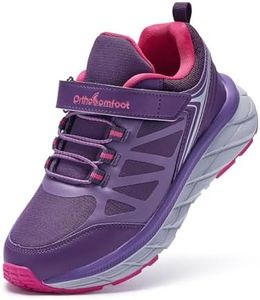 Boys Girls Kid Orthopedic Walking Shoes Arch Support: Breathable Leisure Mesh Fabric Plantar Fasciitis Orthotic Sneakers, Heel Foot Pain Relief Outdoor Biking Hiking School Shoes Purple Little Kid 2